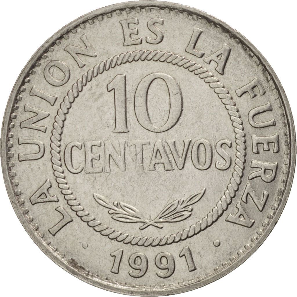 Bolivia | 10 centavos | Roestvrij staal | Wapen | KM:202 | 1987-1997