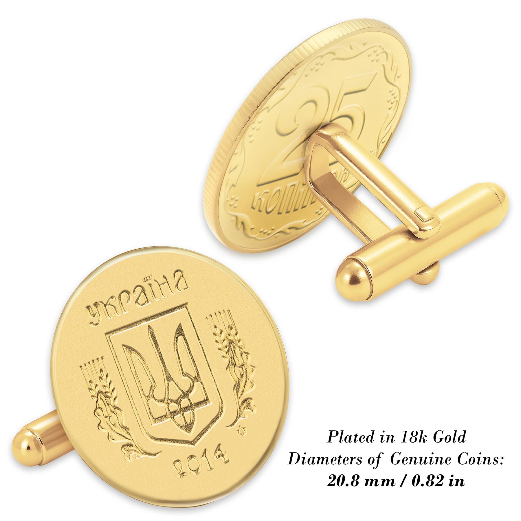 UKR2.1B | Coin Cufflink | Gold | 18K Gold | Ukraine | 25 Kopiyok | 2001 - 2013