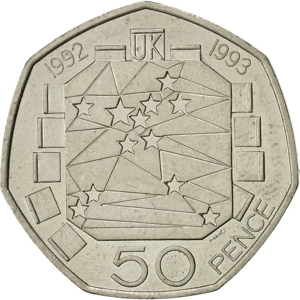 United Kingdom | 50 Pence Coin | Elizabeth II 3rd portrait | European Community | 1992