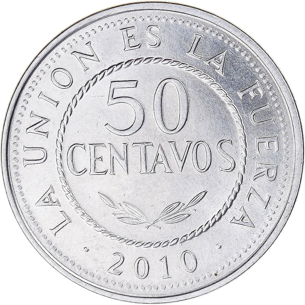 Bolivia | 50 Centavos | Stainless steel | Coat of Arms | KM:216 | 2010-2025