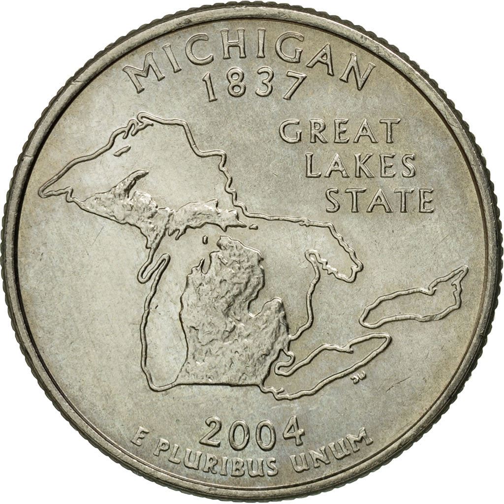 United States | 1/4 Dollar Coin | Michigan | Km:355 | 2004
