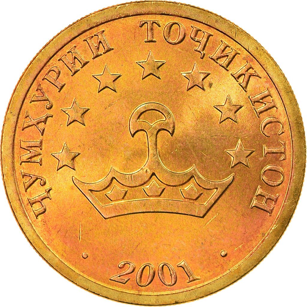 Tajikistan | 25 Diram Coin | Crown | Stars | Small Value | Km:5.1 | 2001