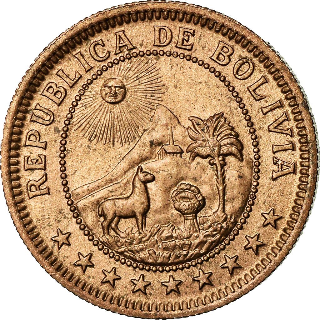 Bolivia | 1 Boliviano Coin | Bronze | Coat of Arms | KM:184 | 1951