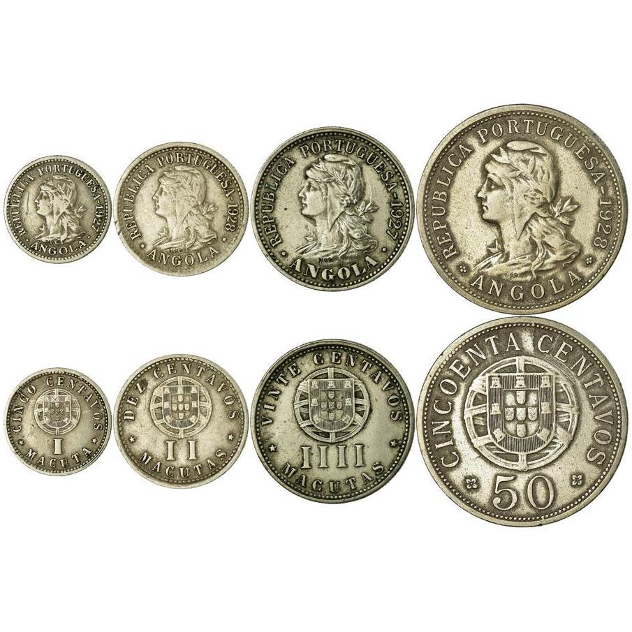 Angola | 4 Coin Set | 5 Centavos / 1 Macuta 10 Centavos / 2 20 Centavos / 4 Macutas 50 Centavos | 1927 - 1928