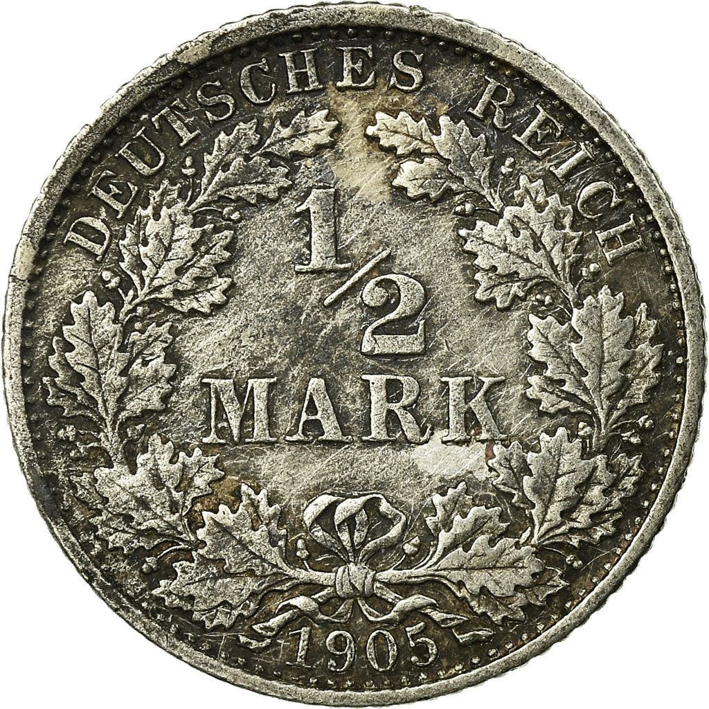 German Empire 1/2 Mark Coin | Deutsches Reich | Wilhelm II | Type 2 | KM17 | 1905 - 1919