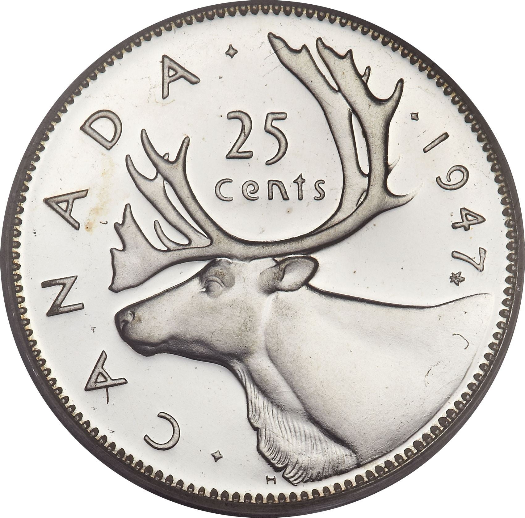 Canada 25 Cents Coin | King George VI | Reindeer | KM35 | 1937 - 1947
