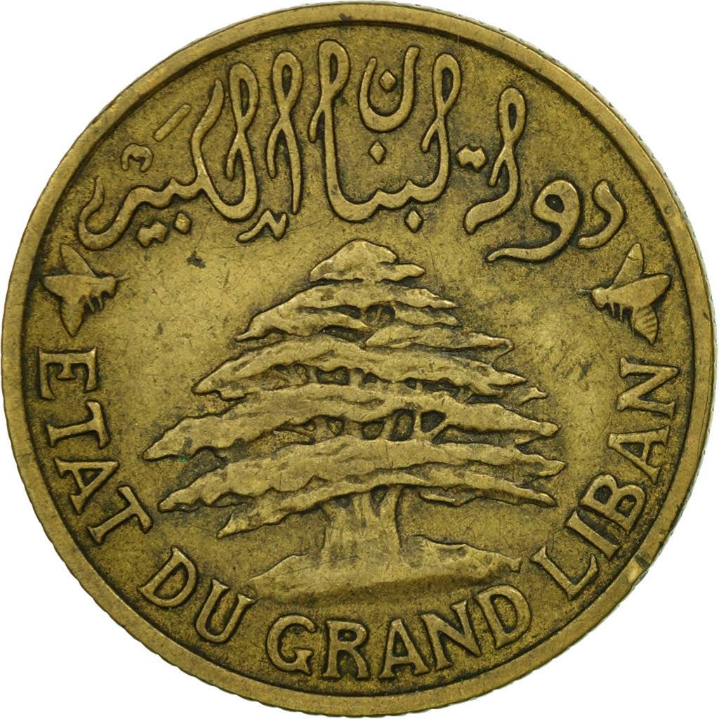 Libanon Mynt 5 Girush | Cederträd | Trireme | KM5 | 1925 - 1940