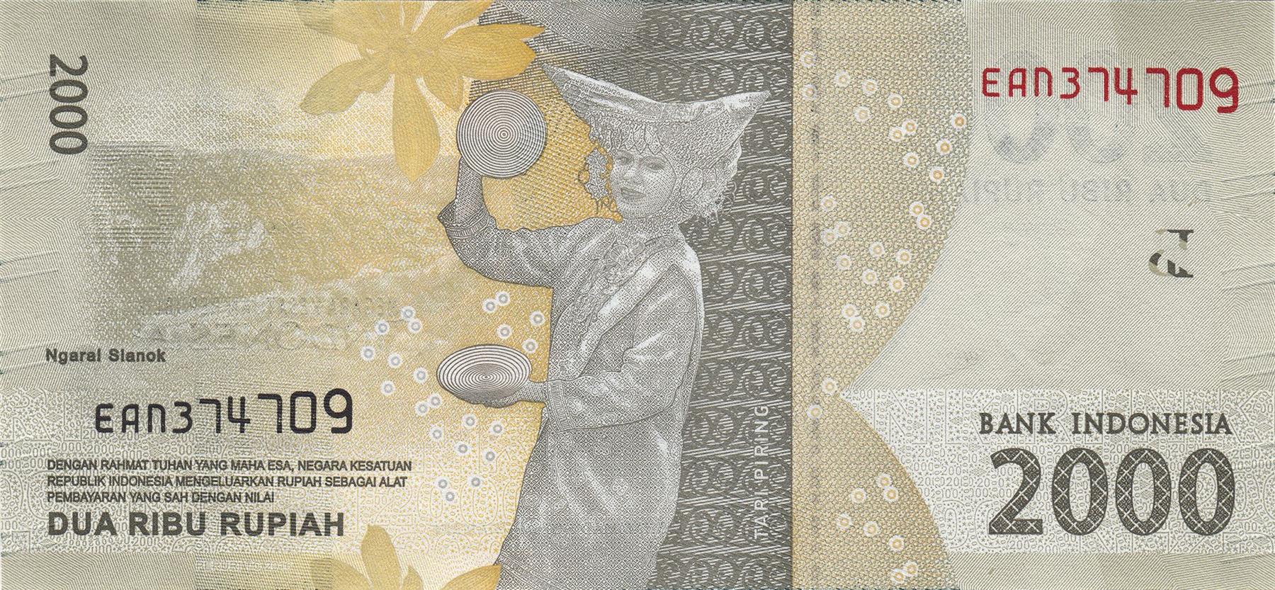 Indonesia | 2000 Rupiah Banknote | 2016 - 2021 | Mohammad Hoensi Thamrin | Piring Dancer | Ngarai Sianok