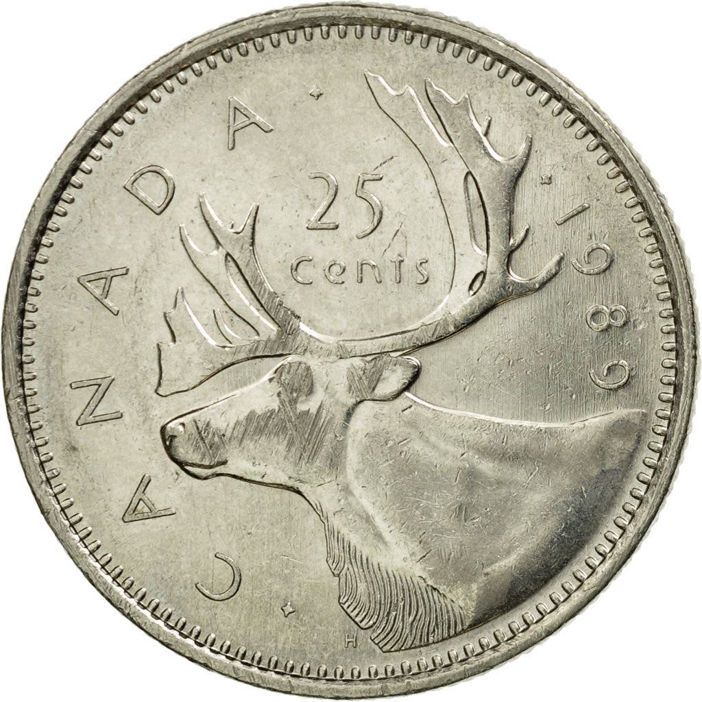Canada | 25 Cents Coin | Nickel | 2nd portrait | KM:74 | 1979-1989