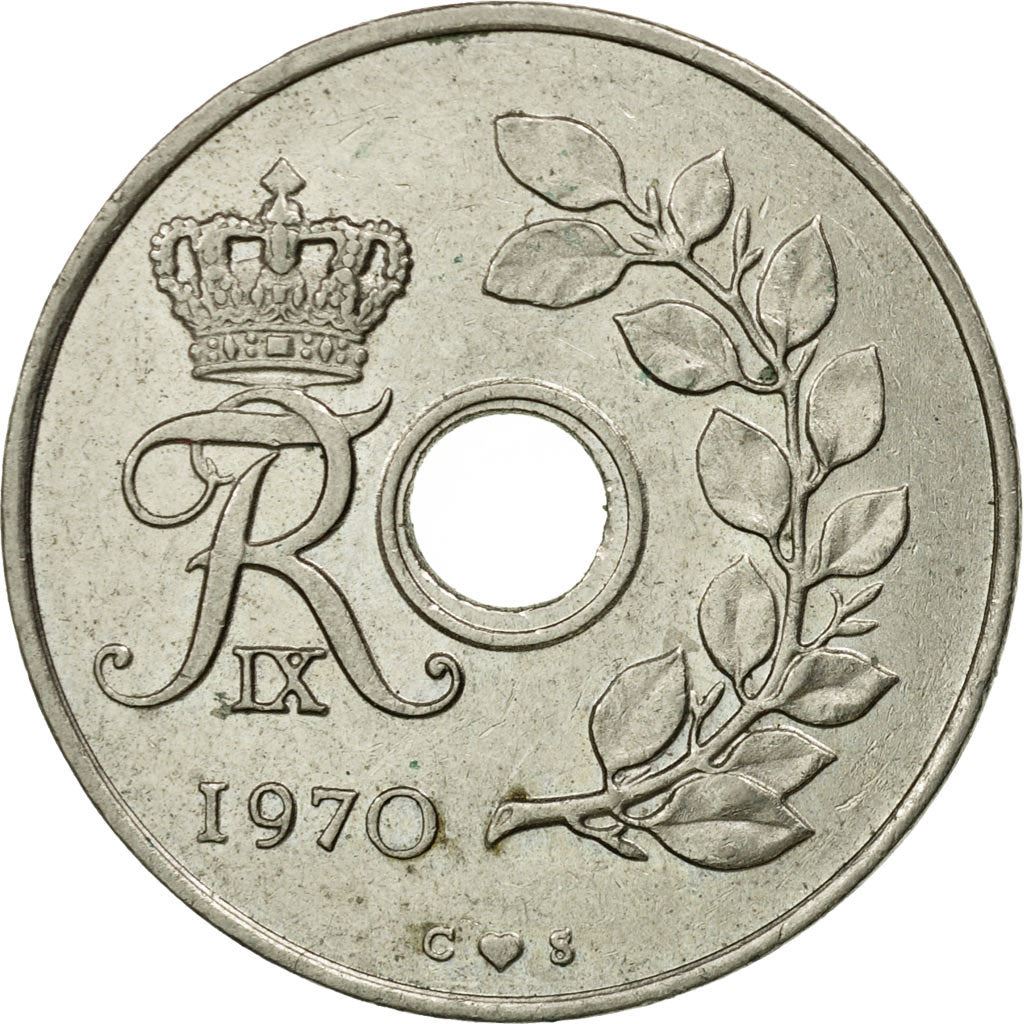 Denmark | 25 Ore Coin | Monogram | Km:855 | 1966 - 1972