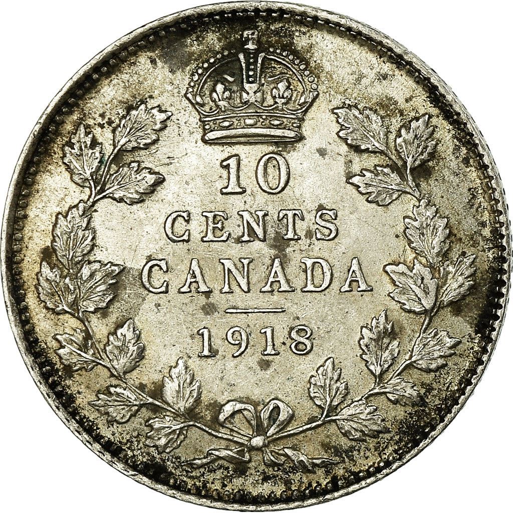 Canada | 10 Cents Coin | Silver | Crown | Wreath | KM:23 | 1912-1919