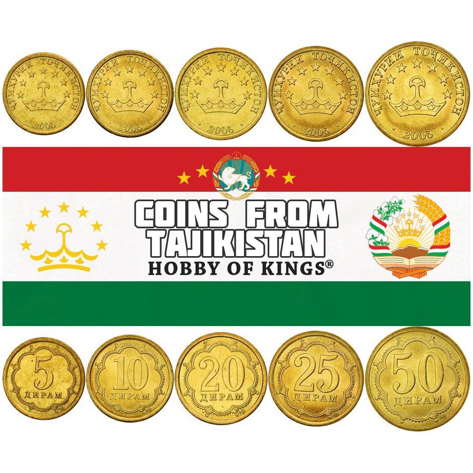 Tajikistan | 5 Coin Set | 5 10 20 25 50 Diram | 2006