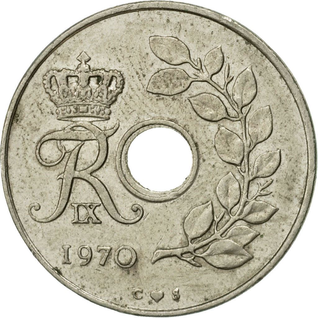 Denmark | 25 Ore Coin | Monogram | Km:855 | 1966 - 1972