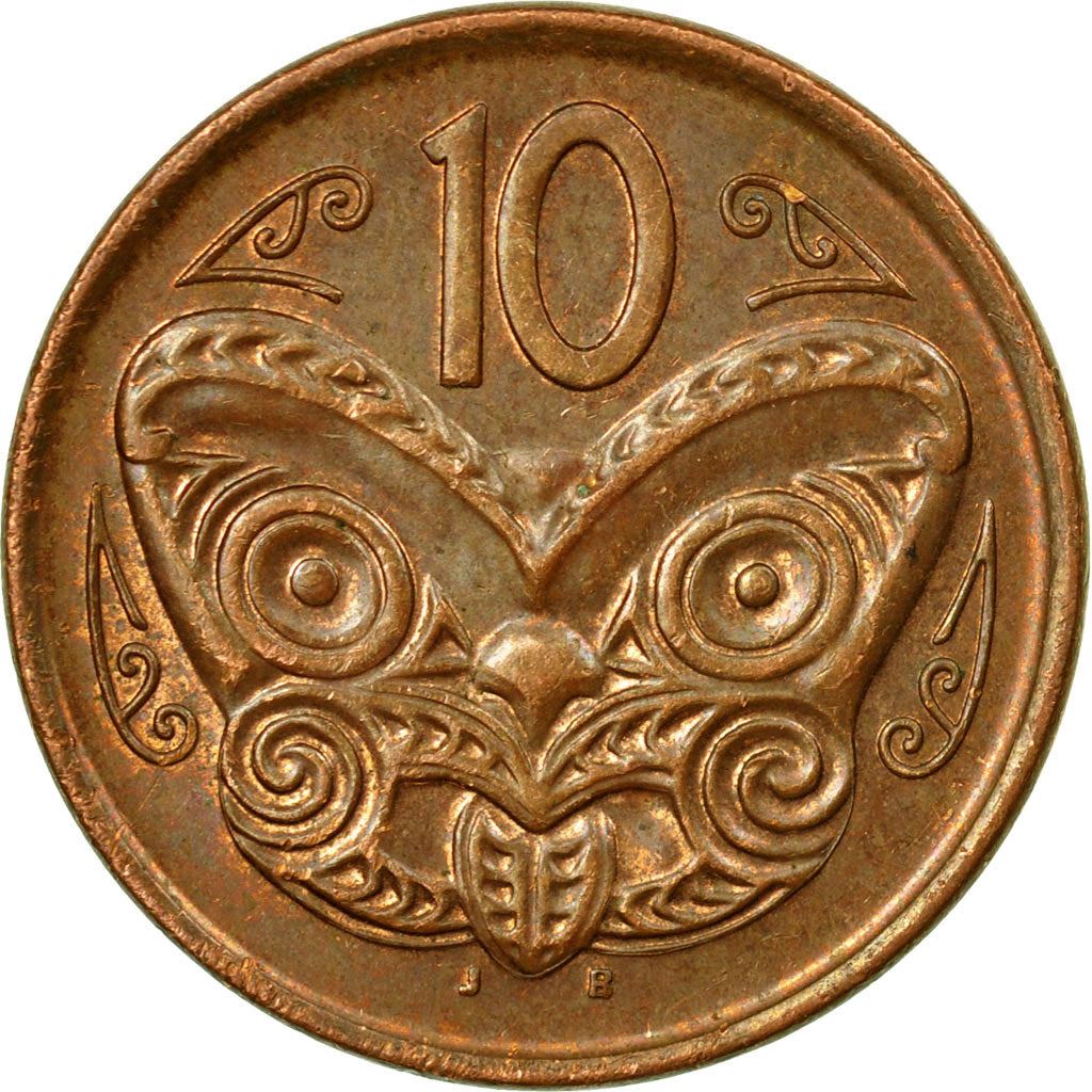 New Zealander 10 Cents Coin | Queen Elizabeth II | Maori Koruru Mask | KM117a | 2006 - 2021