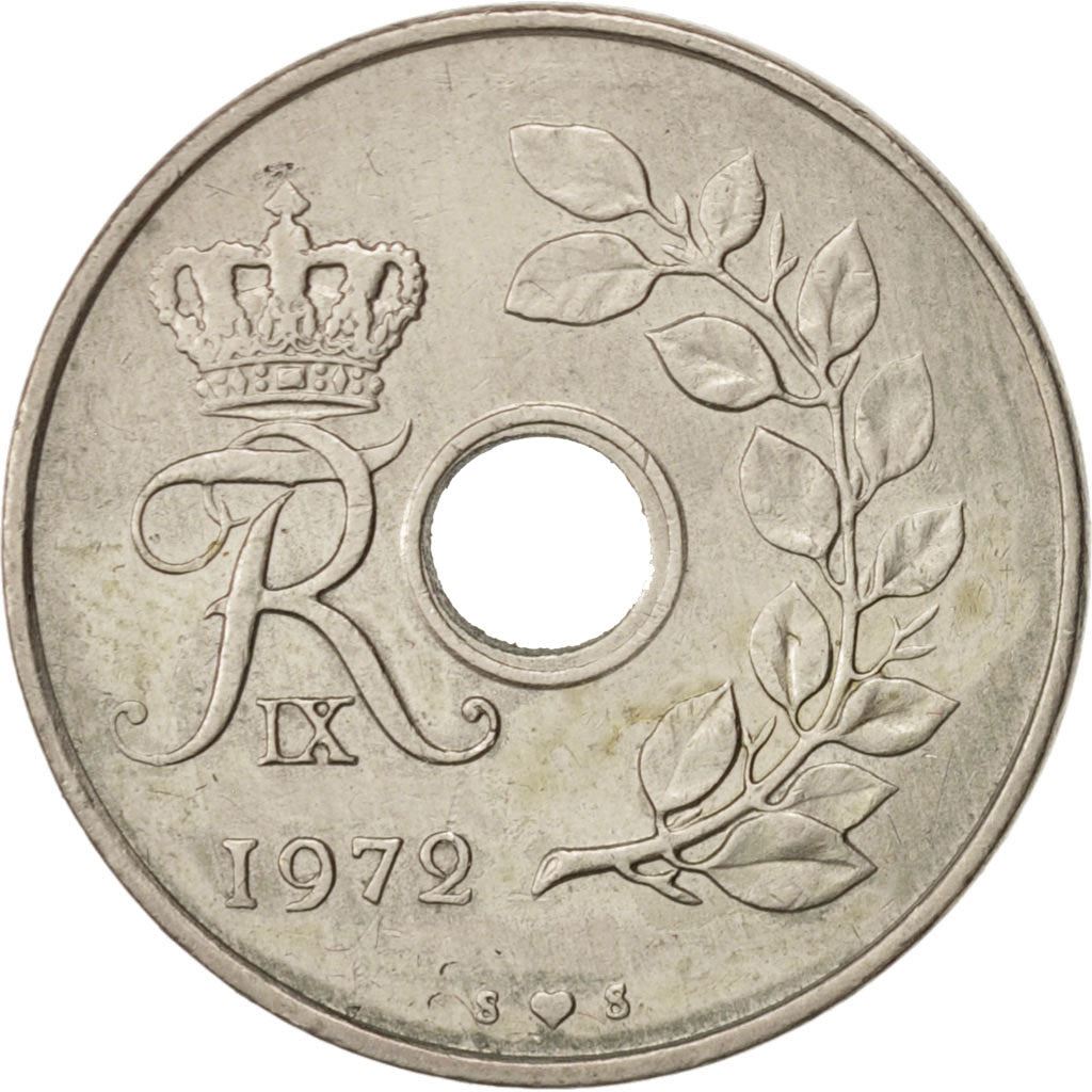 Denmark | 25 Ore Coin | Monogram | Km:855 | 1966 - 1972