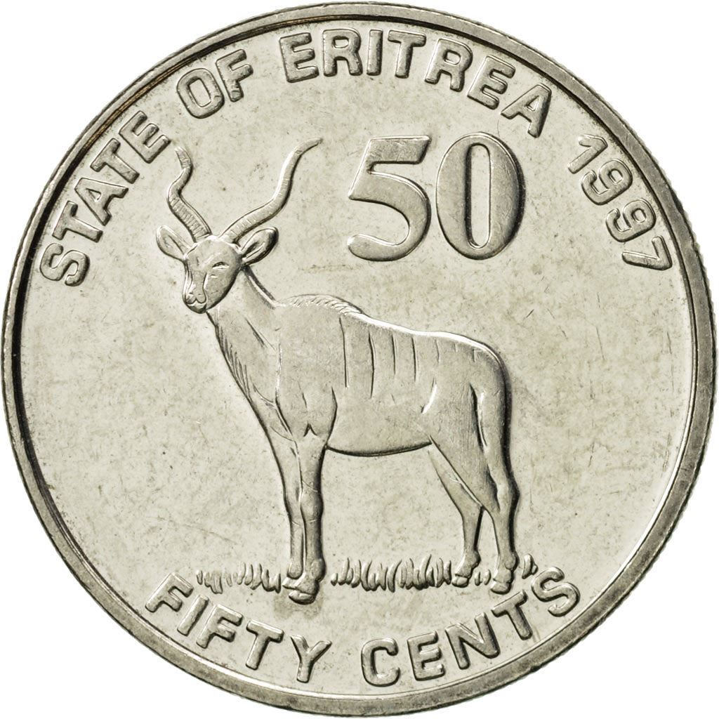 Eritrea | 50 cent munt | Grote Koedoe | Soldaten | Vlag | Km:47 | 1997