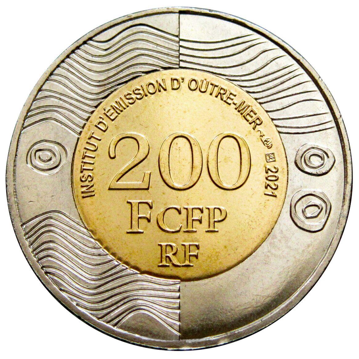 French Pacific Territories | 200 Francs Cfp Coin | Waves | Drum | Ukulele | 2021 - 2022