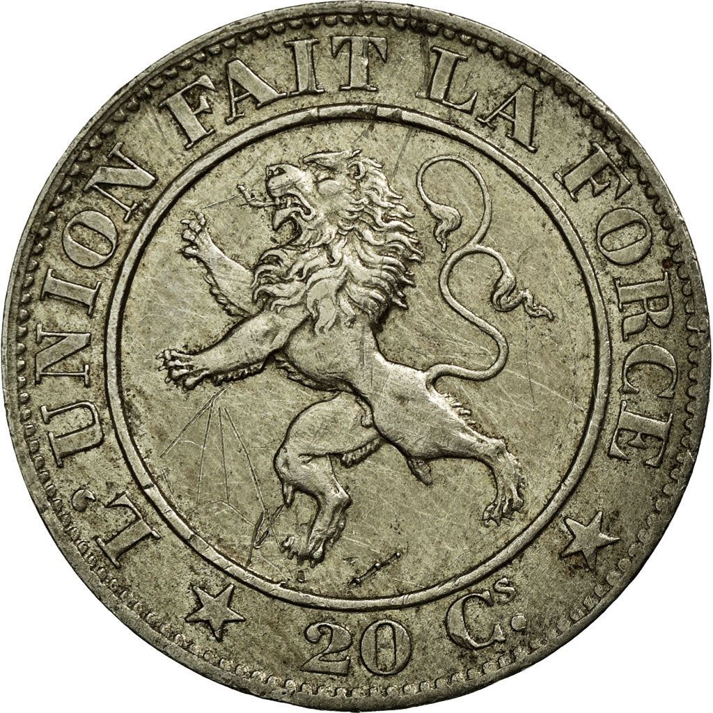 Belgian | 20 Centimes Coin | Leopold I | Lion | Star | KM20 | 1860 - 1861