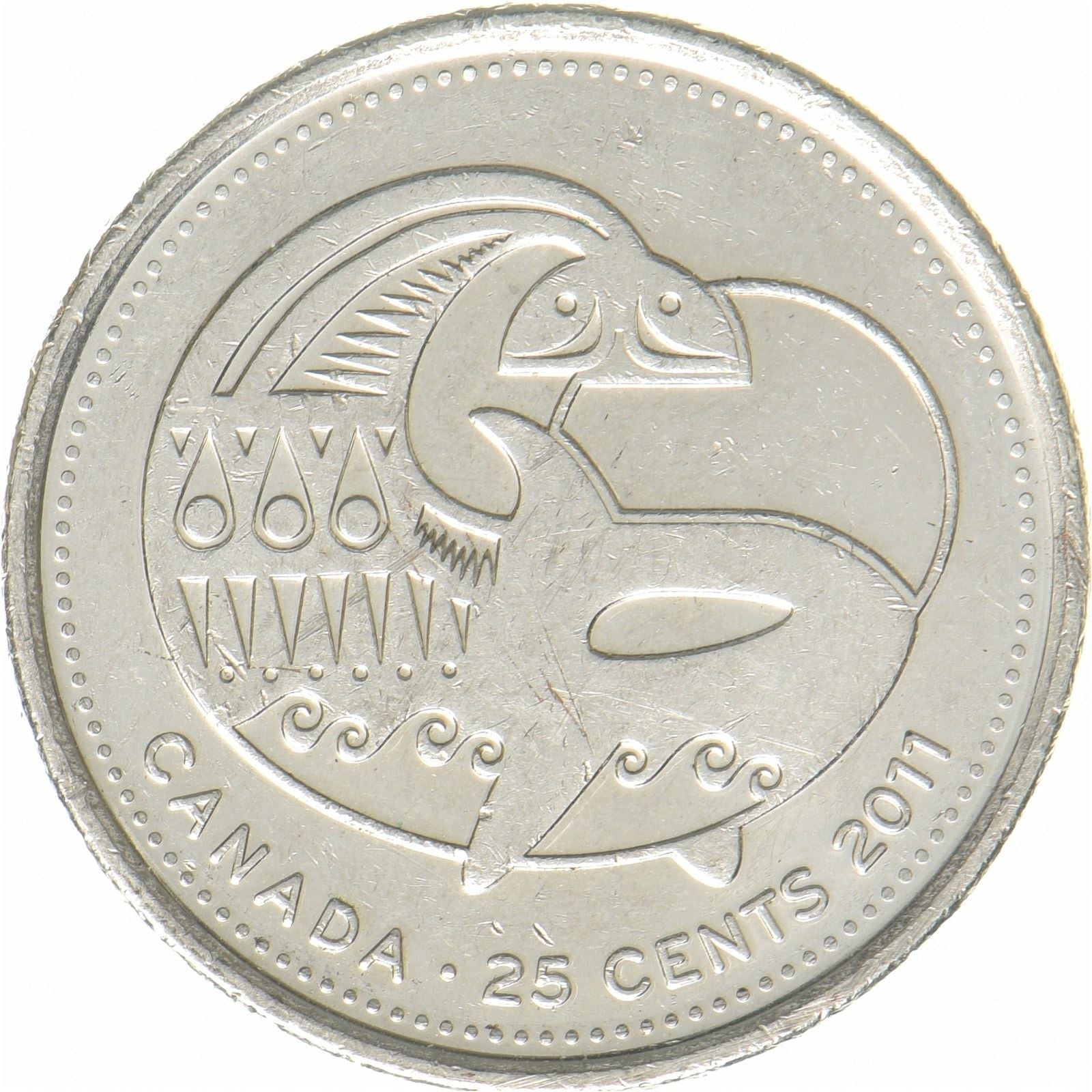 كندا | عملة 25 سنتًا | أوركا | فولاذ مطلي بالنيكل | KM:1170 | 2011