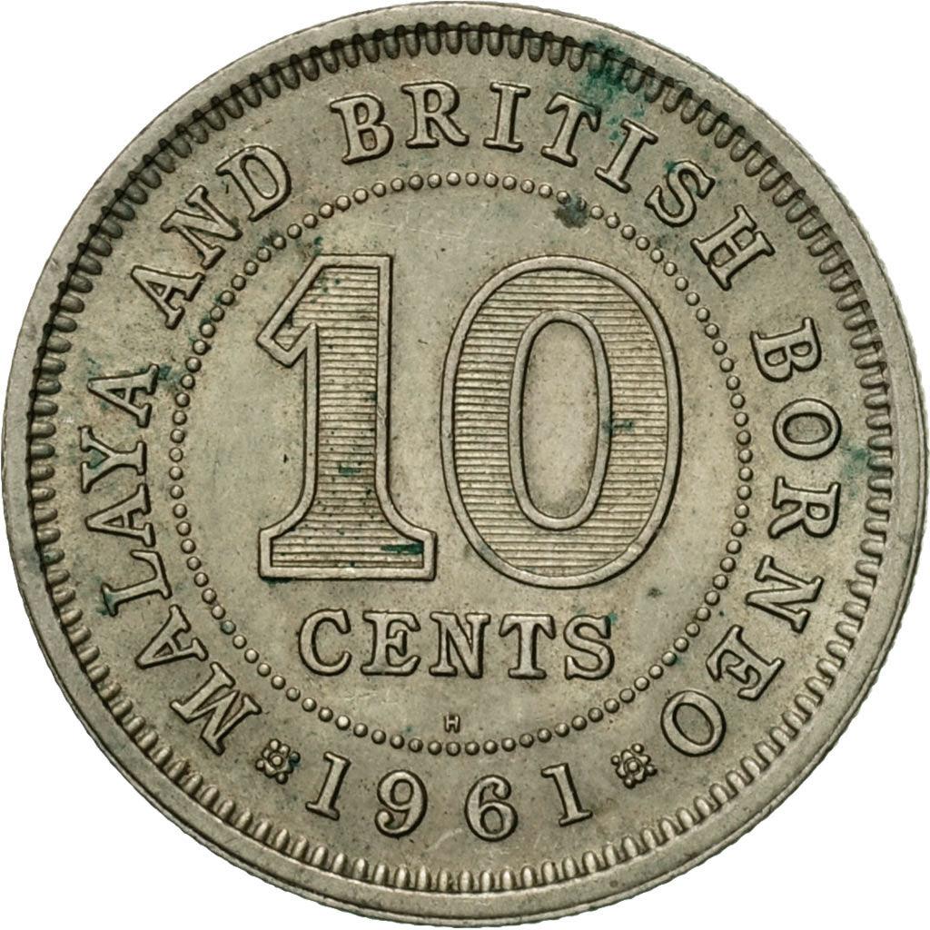 マラヤと英領ボルネオ | 10セント硬貨 | エリザベス2世 | Km:2 | 1953