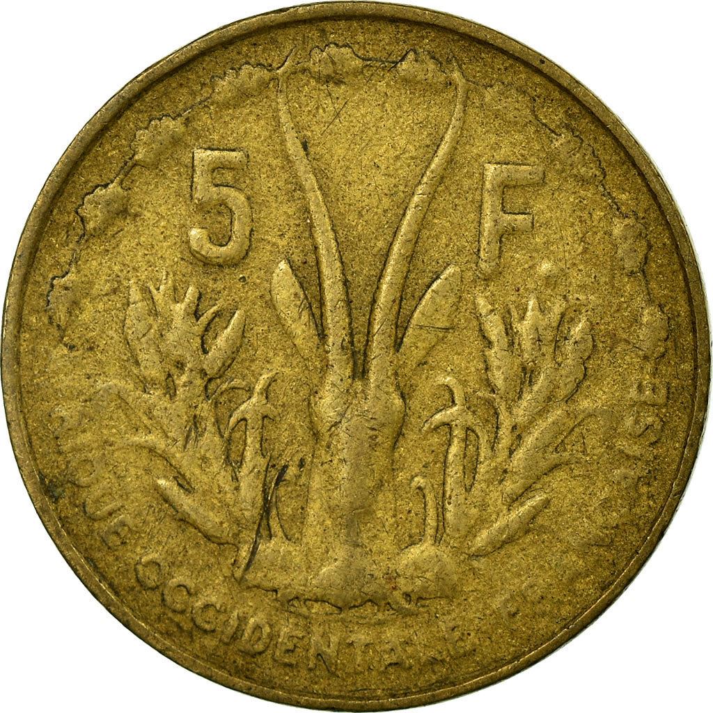 French West Africa | 5 Francs Coin | Marianne | Gazelle | Maize | Km:5 | 1956