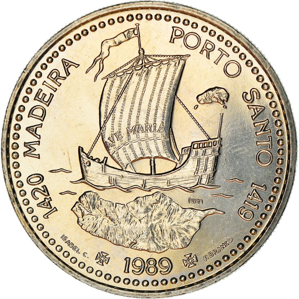 Portugal 100 Escudos Coin | Madeira | Porto Santo | Order of Christ | Caravel | KM647 | 1989