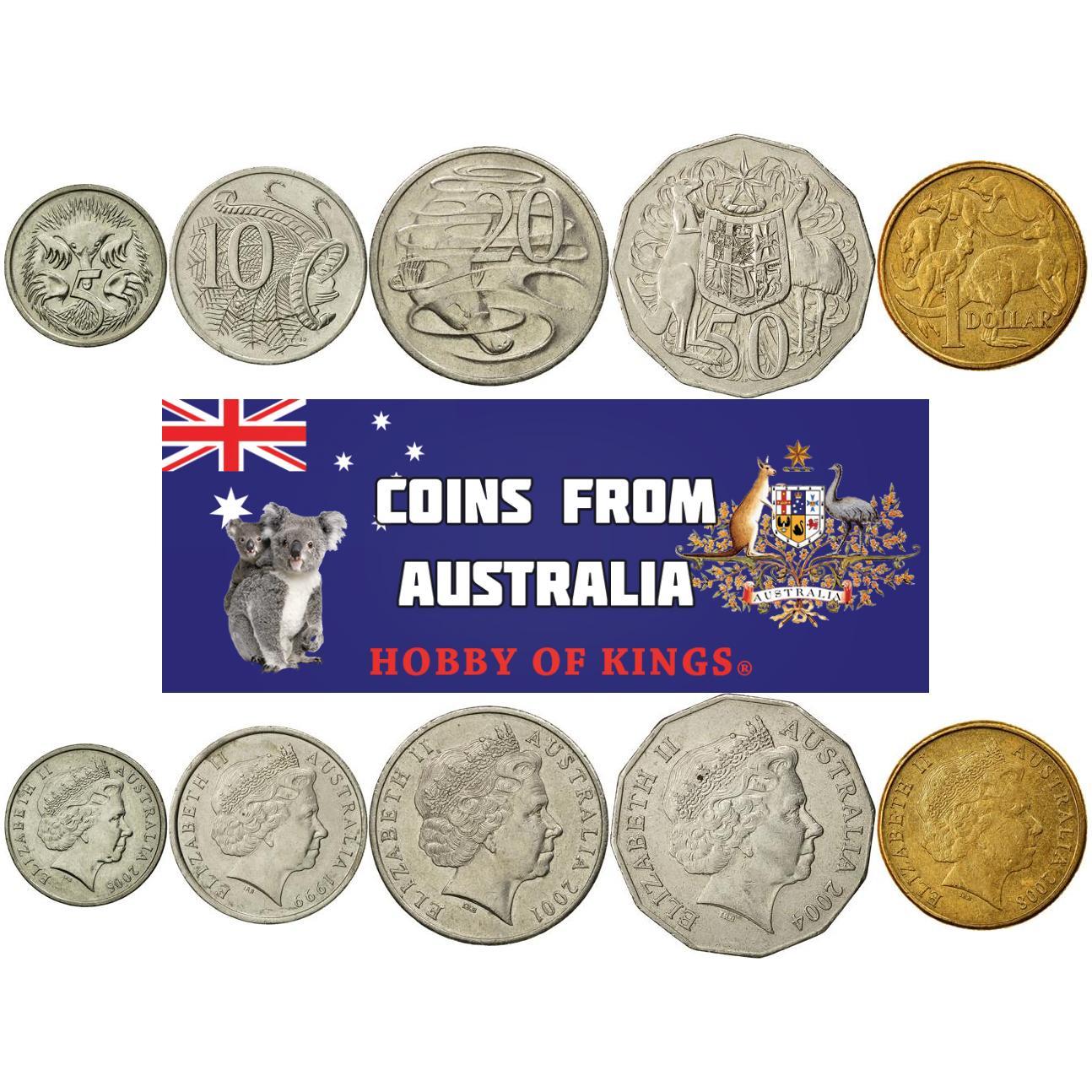 Australia | 5 Coin Set | 5 10 20 50 Cents 1 Dollar | 1999 - 2019