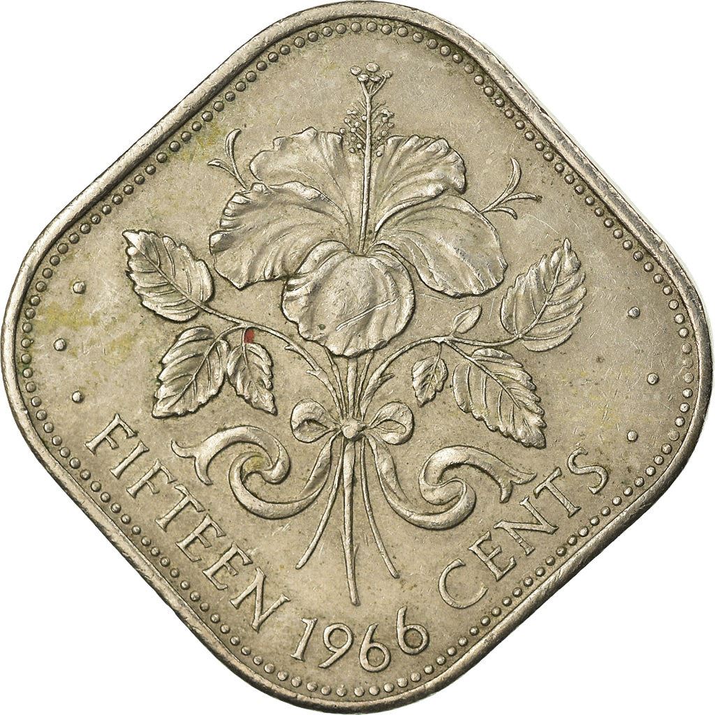 Bahamas | 15 cent-mønt | Hibiscus | Kobber-nikkel | KM:5 | 1966-1970