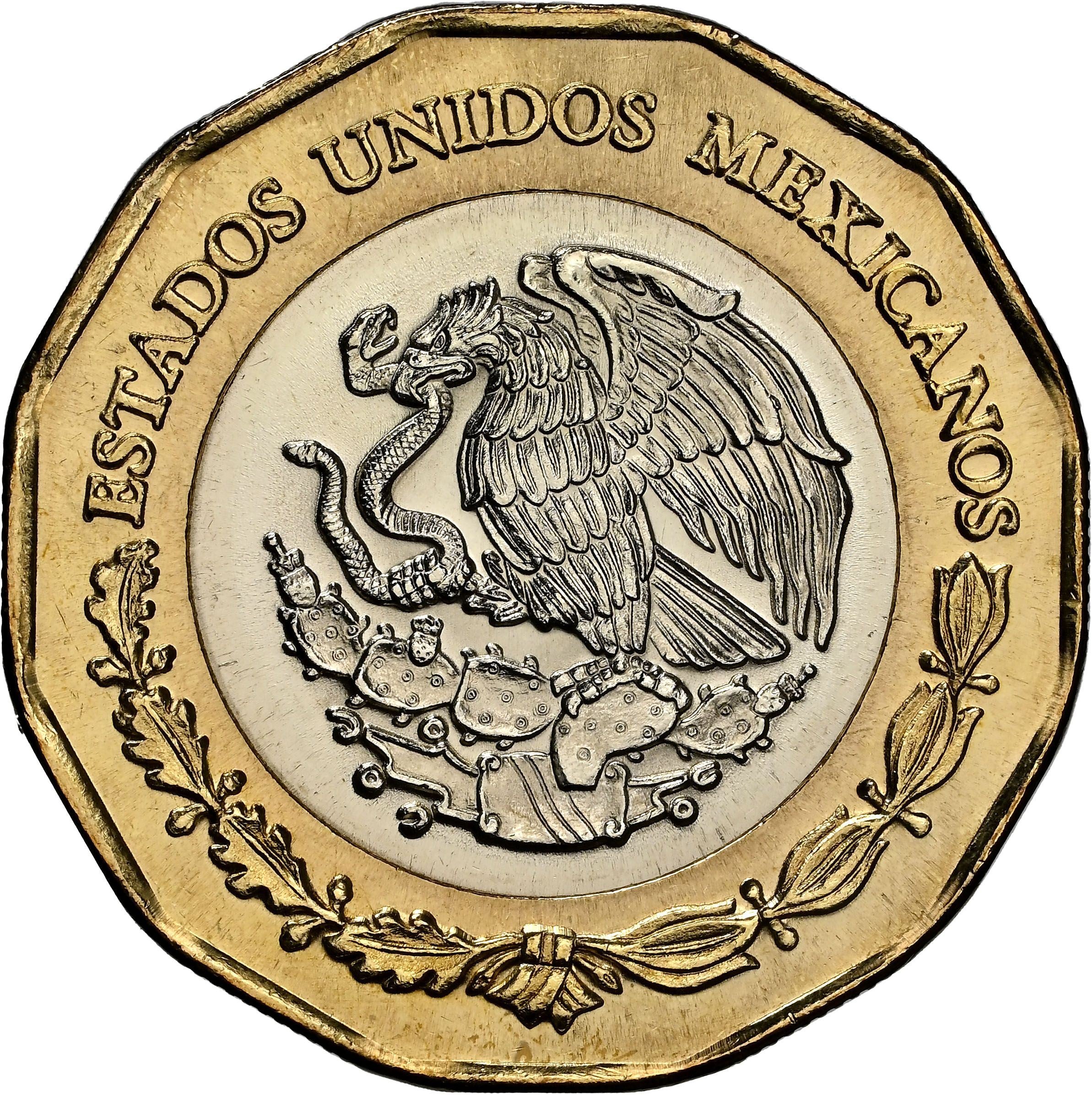 Mexico | 20-pesomønt | Emiliano Zapata Salazar | Bimetallisk | KM:992 | 2019