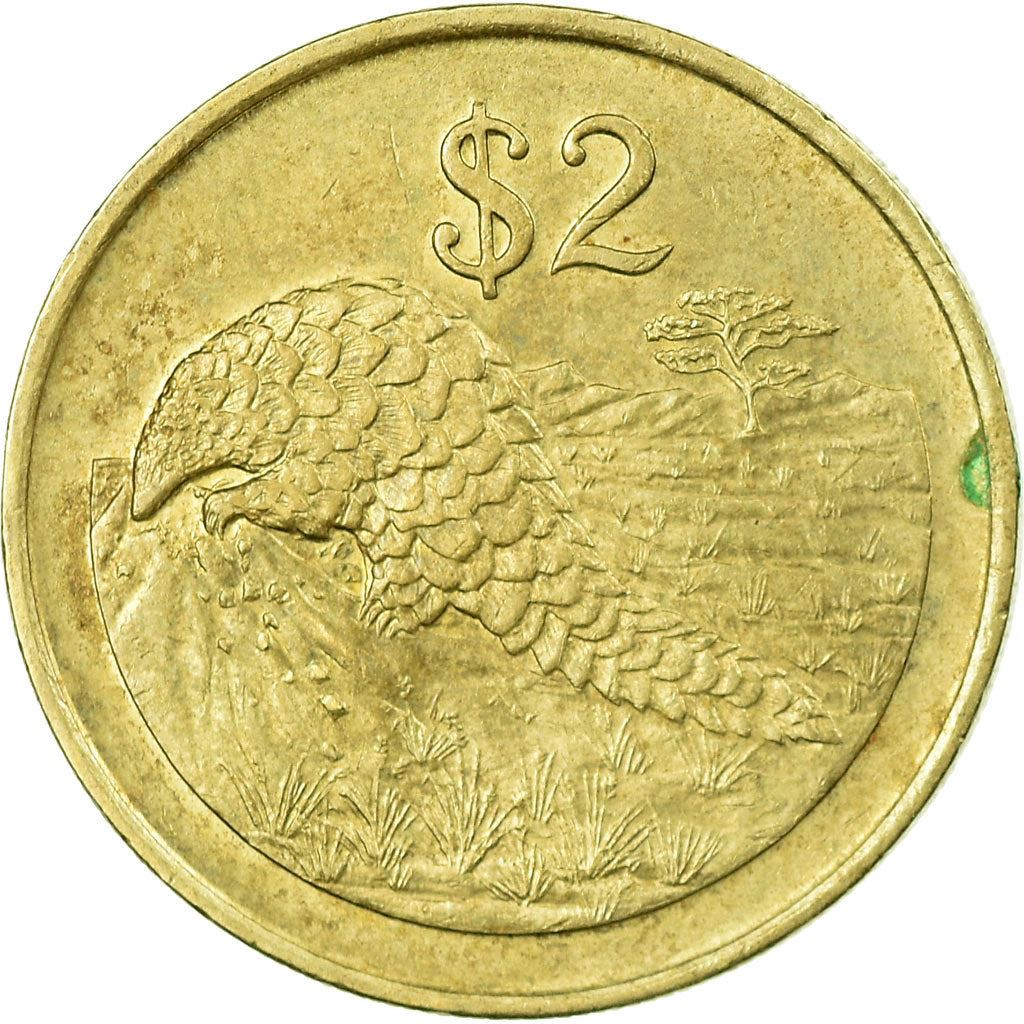 Zimbabwe | 2 Dollars Coin | Pangolins | Km:12 | 1997