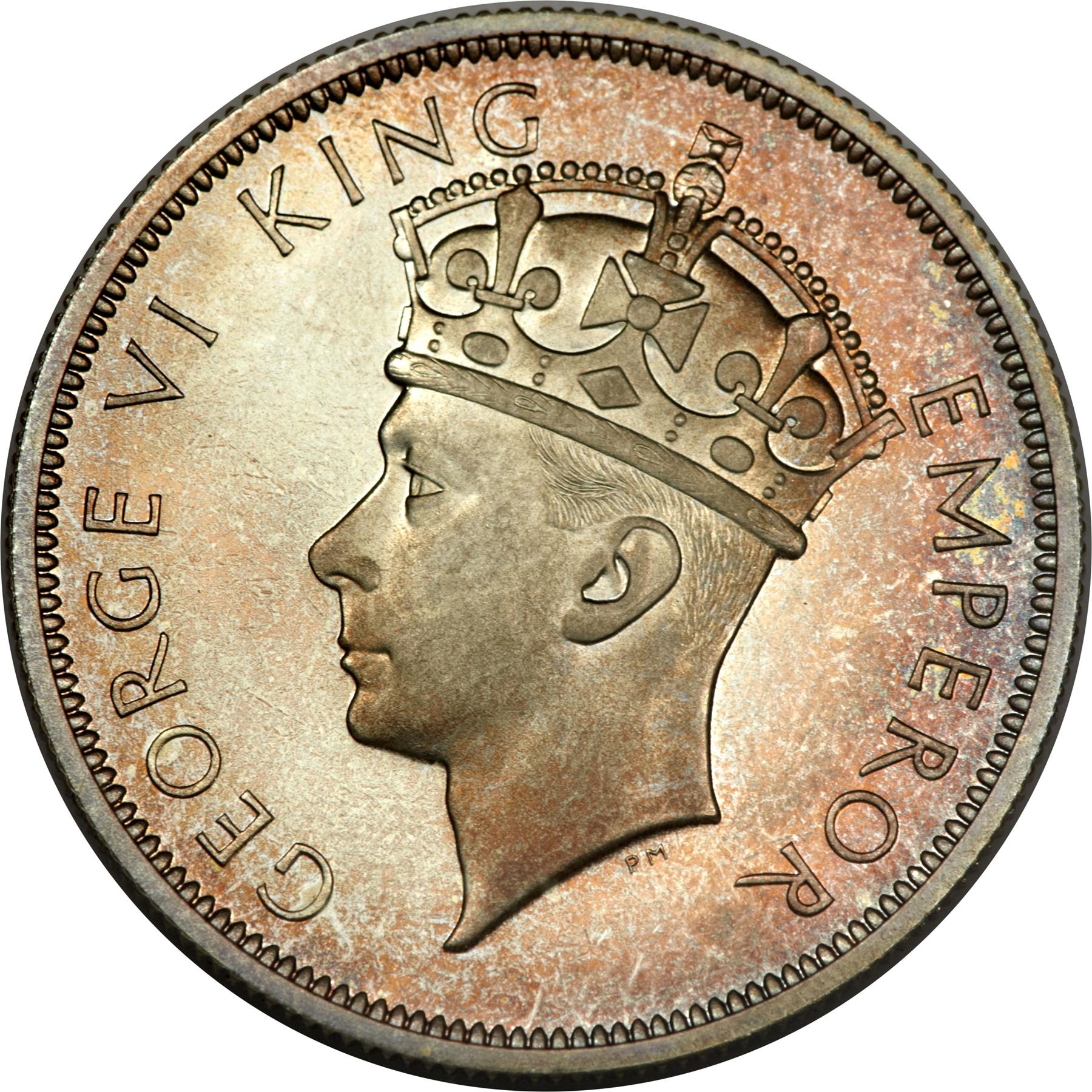 Southern Rhodesia | 1/2 Crown Coin | George VI | Crown | Shield | Pickaxe | KM:13 | 1937