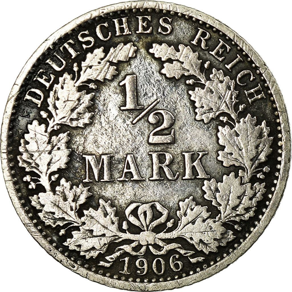 German Empire 1/2 Mark Coin | Deutsches Reich | Wilhelm II | Type 2 | KM17 | 1905 - 1919