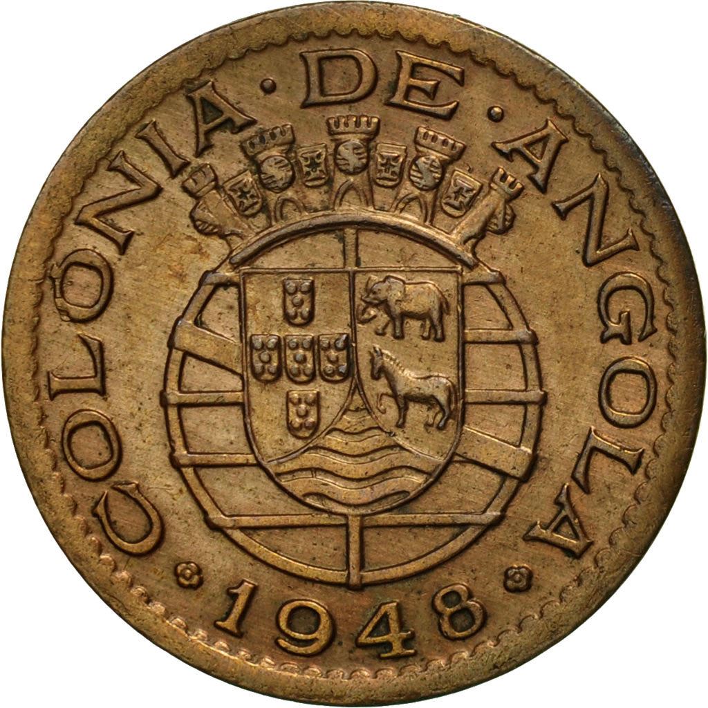 Angola | 20 Centavos Coin | Horse | Elephant | Shield | Km:71 | 1948 - 1949