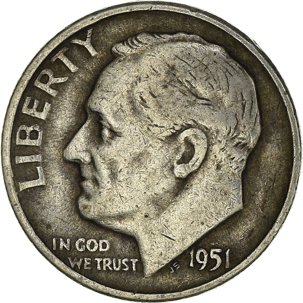 アメリカ合衆国 | 1ダイム硬貨 | フランクリン・D・ルーズベルト | KM:195 | 1946年 - 1964年