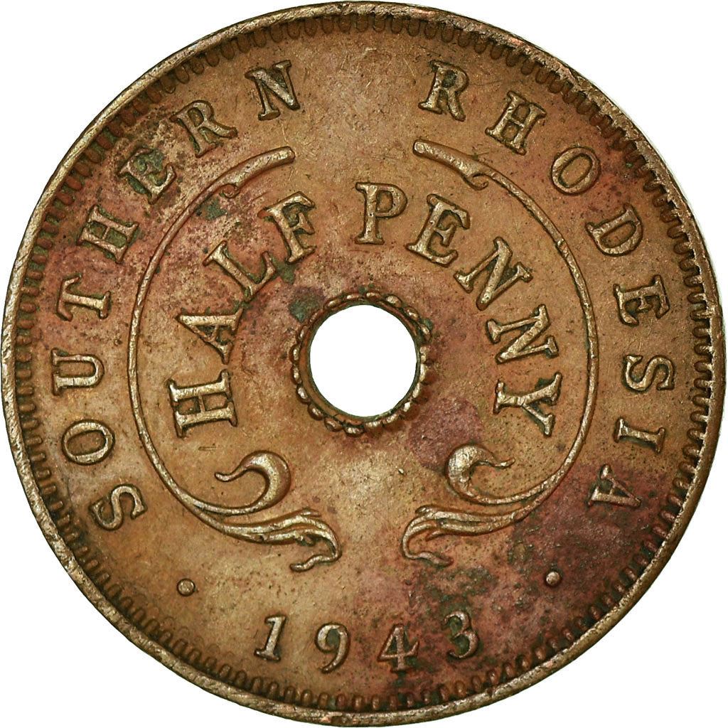 Southern Rhodesia | 1/2 Penny Coin | Crowned Flower | KM:14a | 1942 - 1944