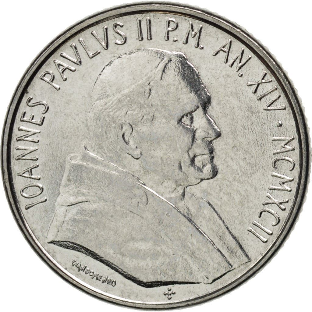 Vatican City | 100 Lire Coin | John Paul II | Km:239 | 1992
