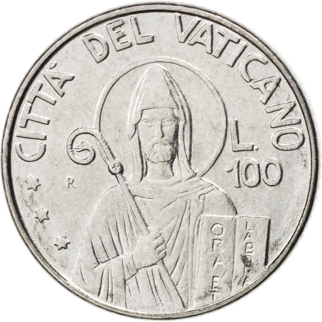 Vatican City | 100 Lire Coin | St. Benedict | Km:223 | 1990
