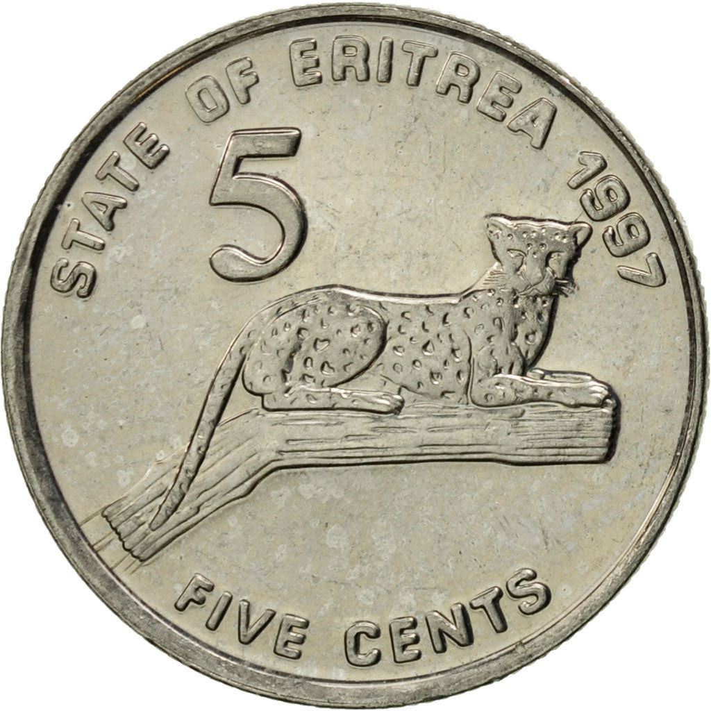 Eritrea | 5 Cent Mynt | Leopard | Soldater | Flagga | Km:44 | 1997