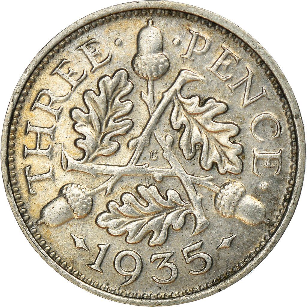 United Kingdom | 3 Pence Coin | George V | KM:831 | 1927 - 1936