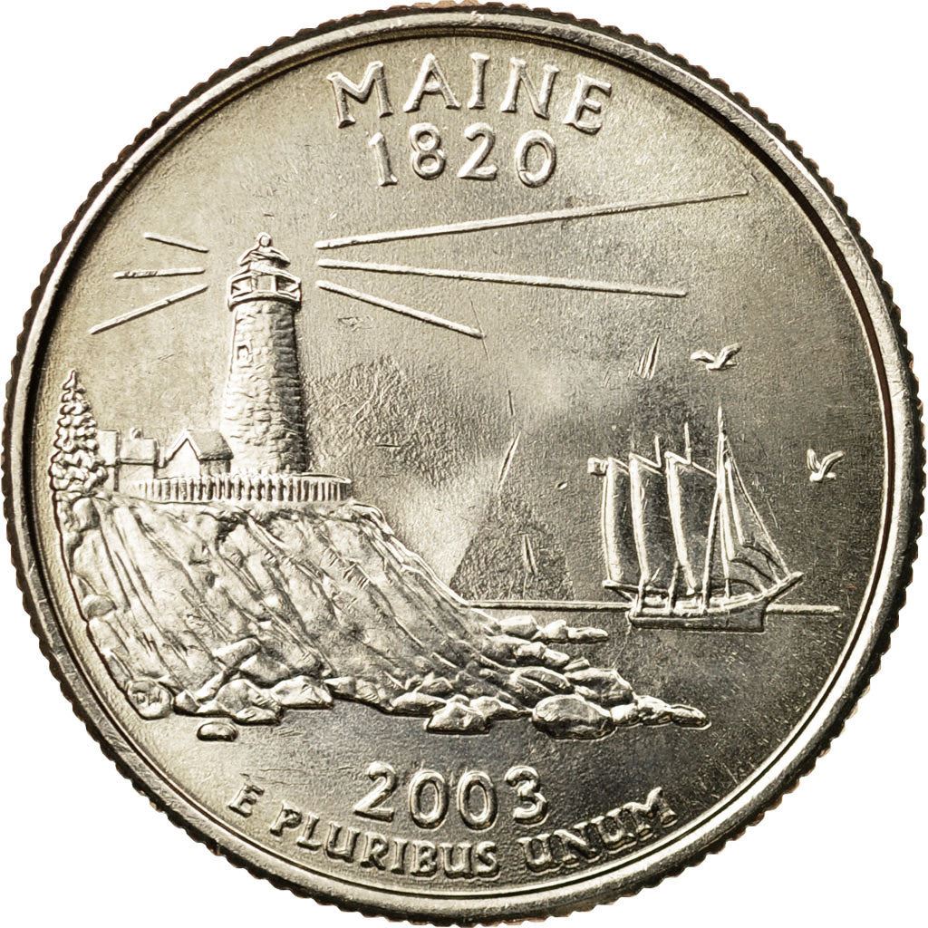 United States | 1/4 Dollar Coin | Maine | Km:345 | 2003