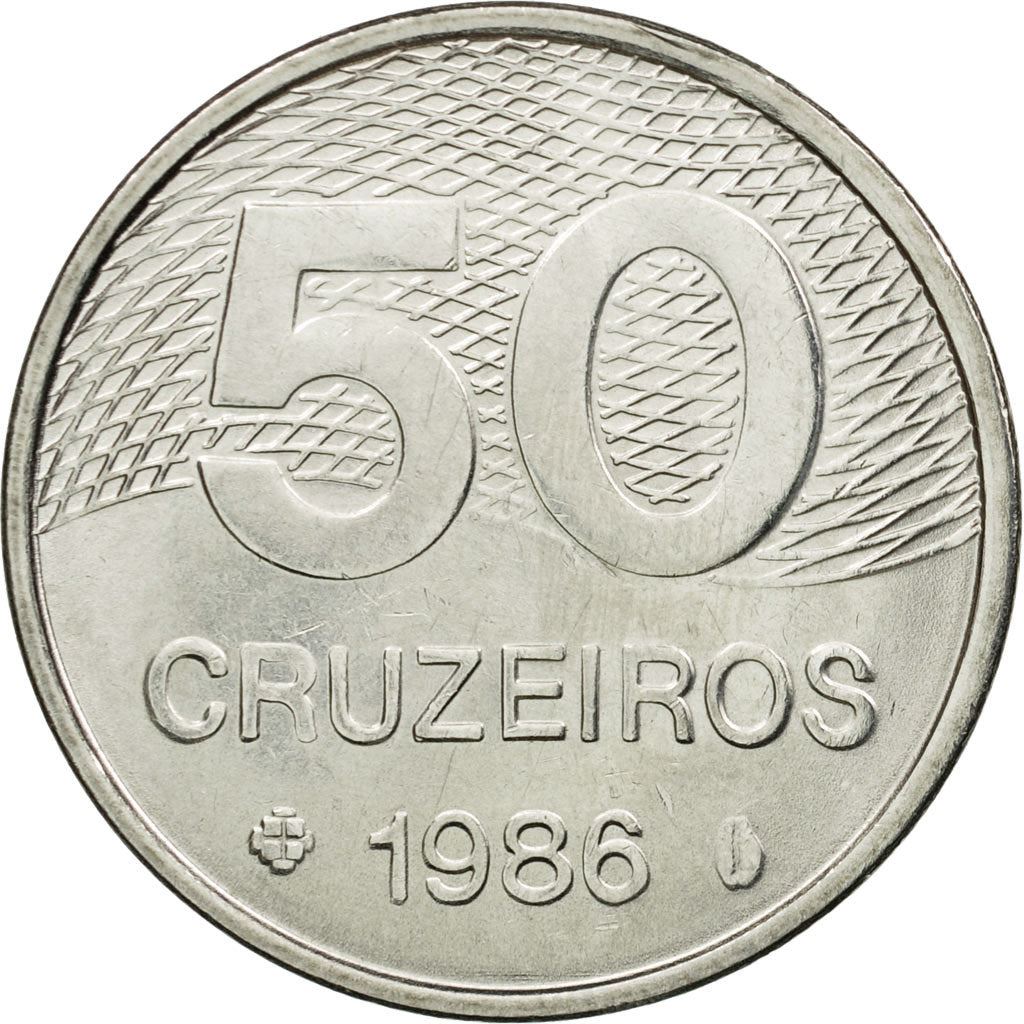 Brazil | 50 Cruzeiros Coin | Map of Brasilia | Km:594 | 1985 - 1986