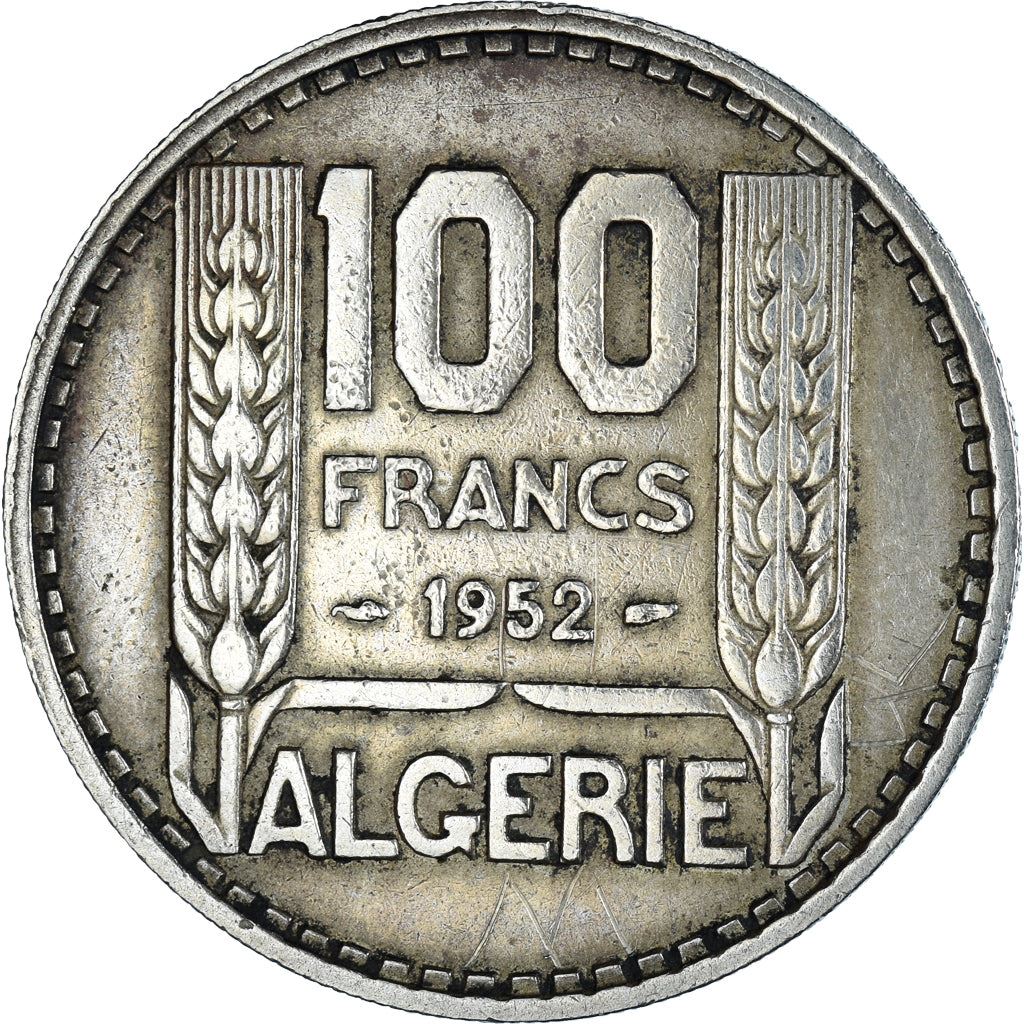 Algeria 100 Francs Coin | Marianne | Phrygian Cap | KM93 | 1950 - 1952