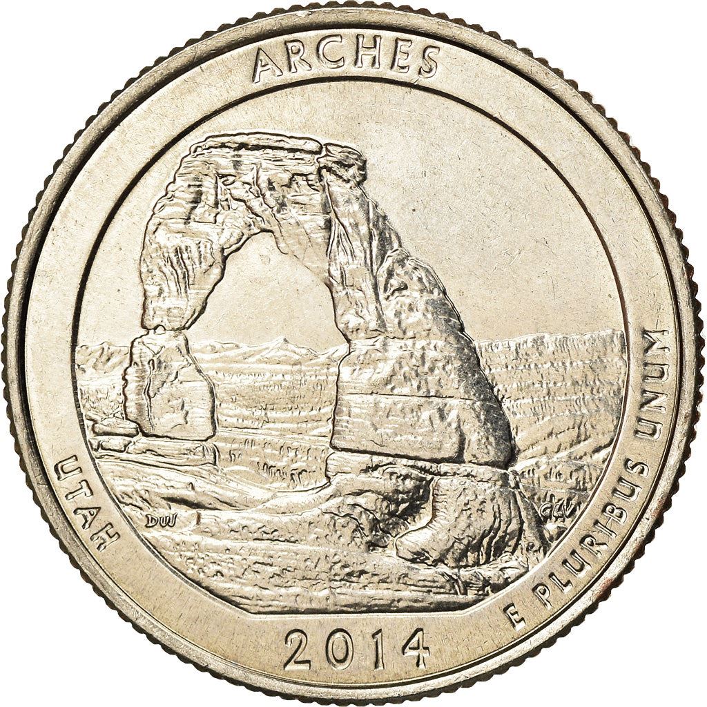 United States | 1/4 Dollar Coin | Arches National Park | Km:568 | 2014