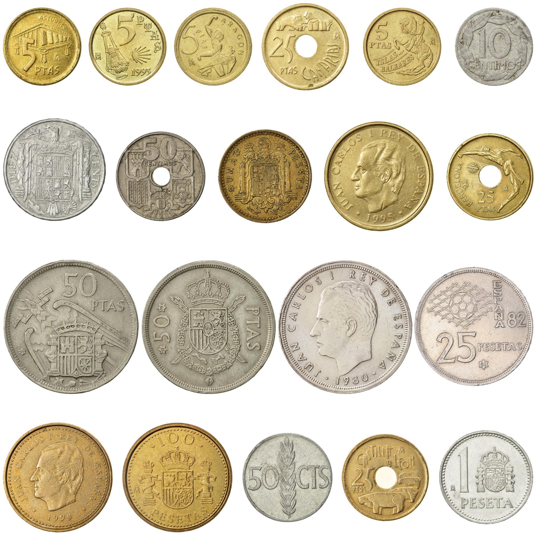 旧貨幣　スペイン　41枚セット 20枚のスペイン硬貨 | スペイン通貨コレクション | 10、50セティモ、1