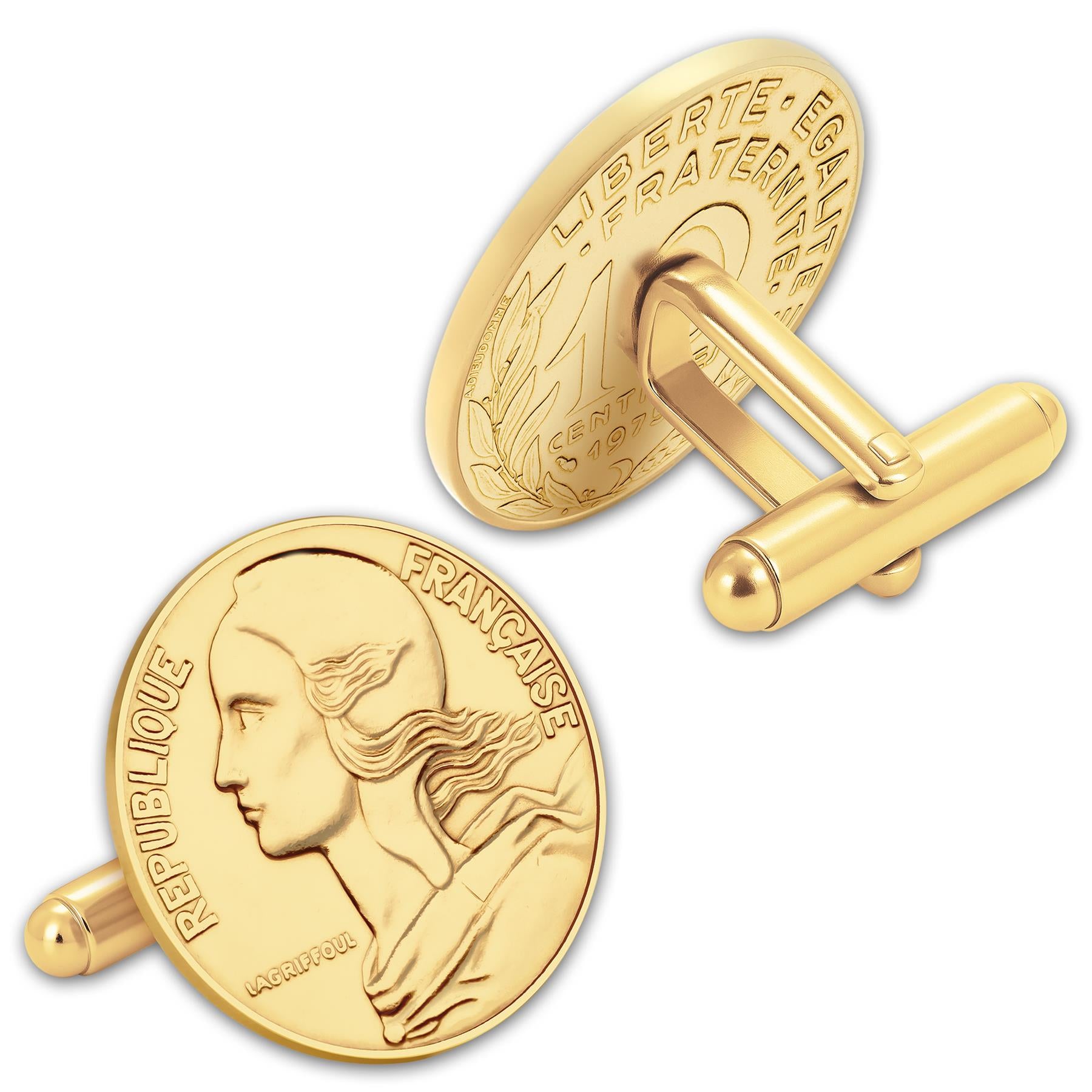 Gold Plated French 10 Centimes Coin Cufflinks | Marianne Design | Handmade in France