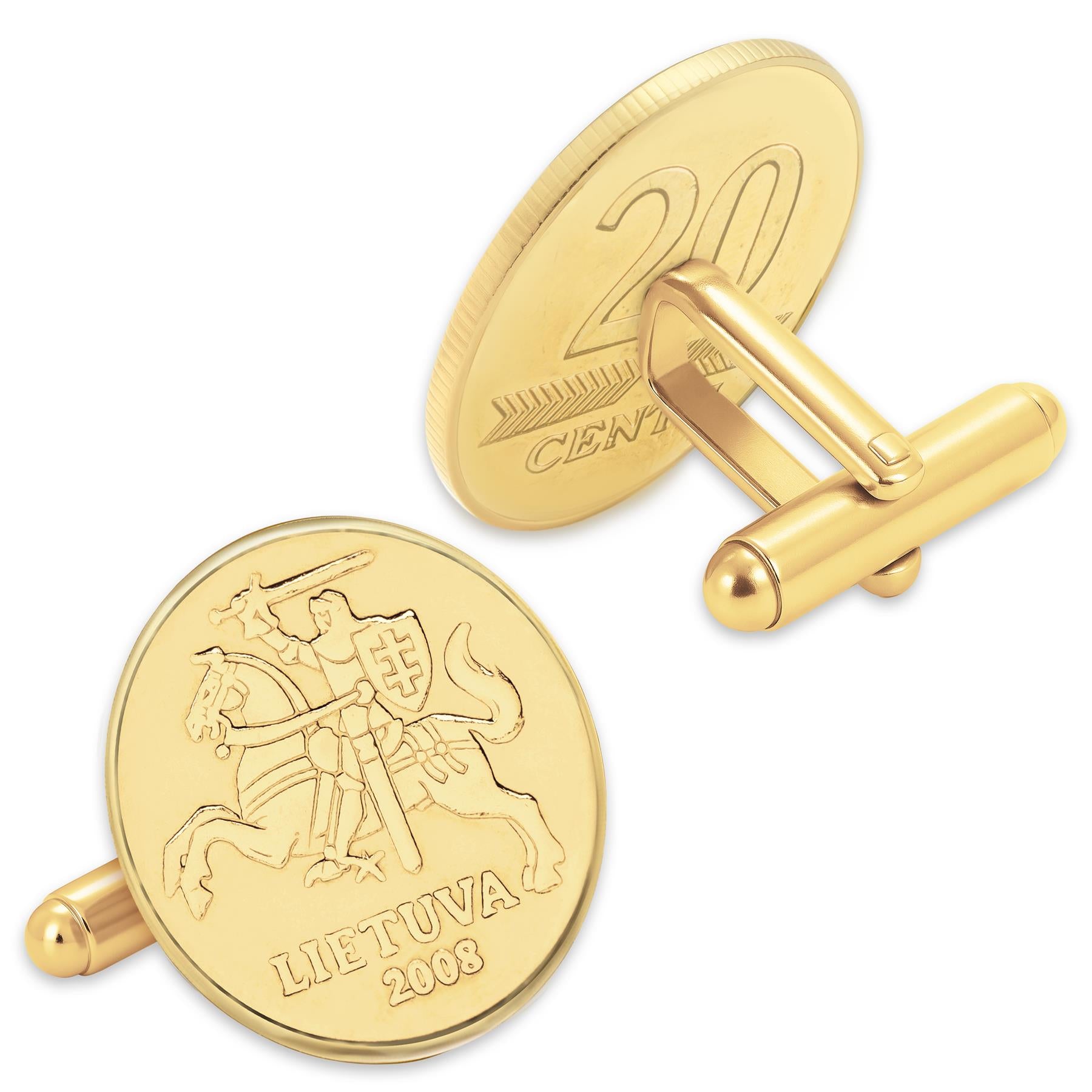 LTU107 | Coin Cufflink | Gold | 18K Gold | Lithuania | 20 Cents | 1997 - 2014