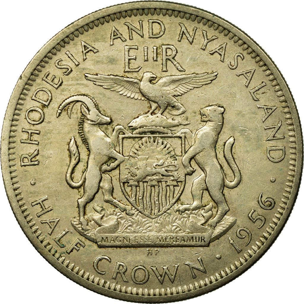 Rhodesia and Nyasaland | 1/2 Crown Coin | Elizabeth II | Eagle | Antelope | Leopard | KM:7 | 1955 - 1957