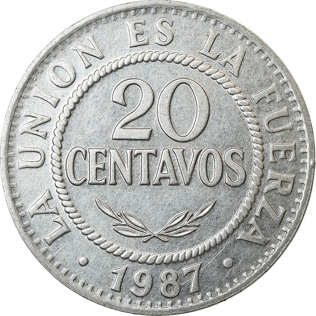 Bolivia | munt van 20 centavos | roestvrij staal | wapen | KM:203 | 1987-2008