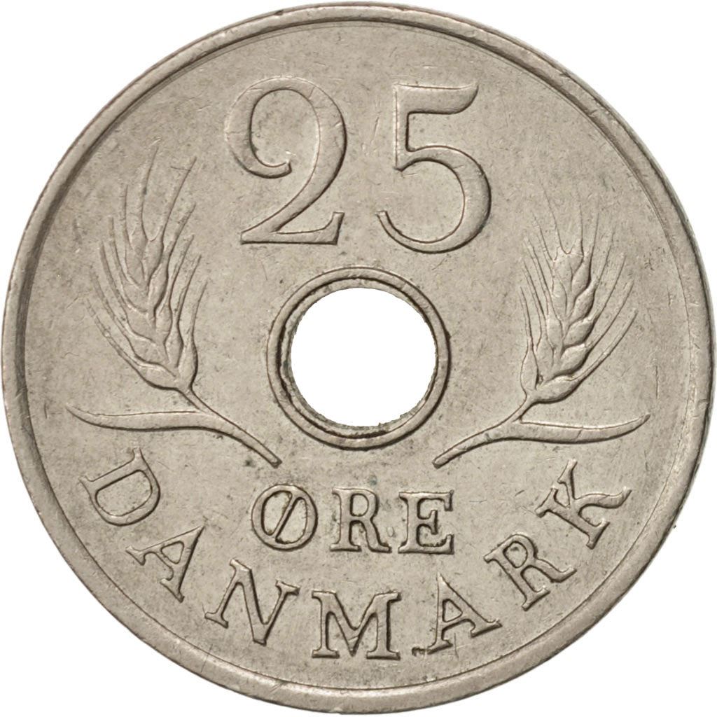 Denmark | 25 Ore Coin | Monogram | Km:855 | 1966 - 1972