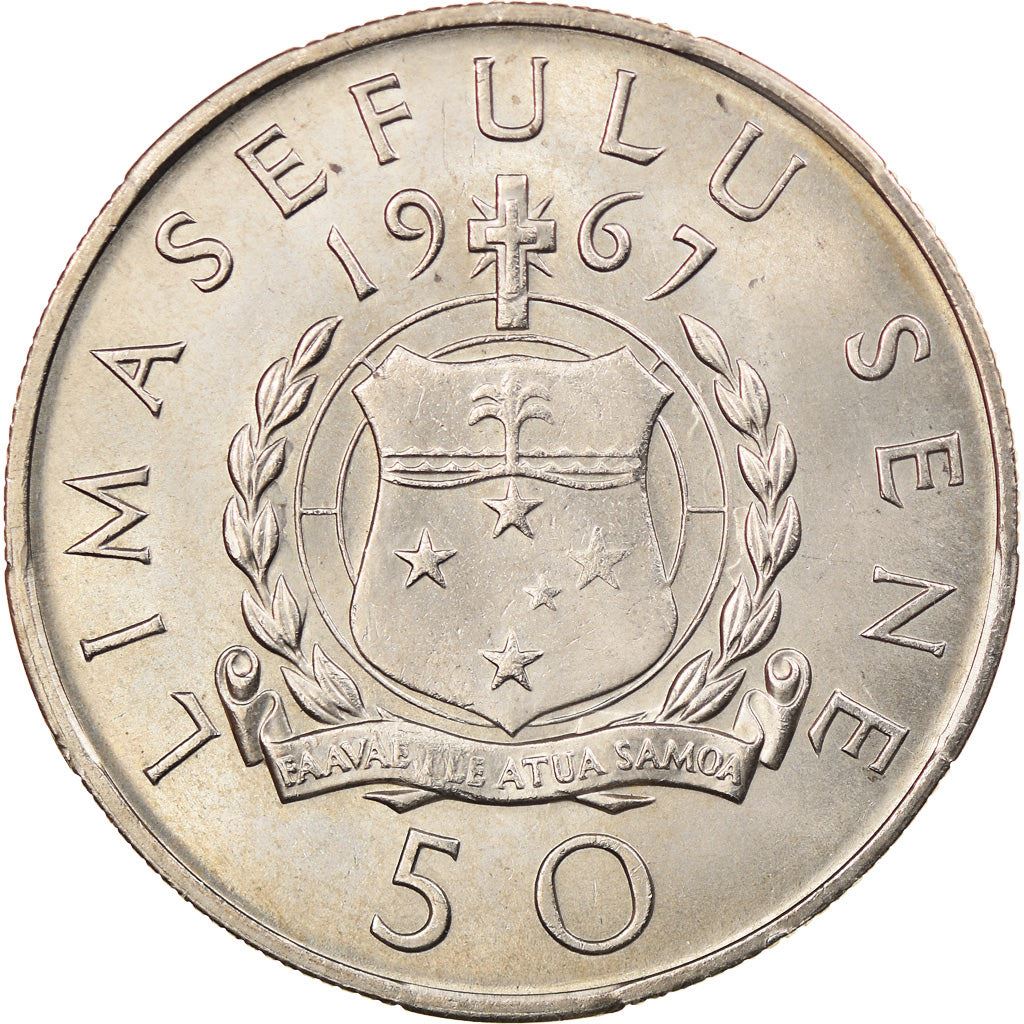 Samoa | 50 Sene Mynt | Malietoa Tanumafili II | Sköld | Kors Stjärnbild | Km:6 | 1967